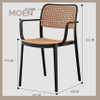 Outdoor Modern Dining Chair Home Furniture All PP Stackable Hollow Back Chair with Armrest