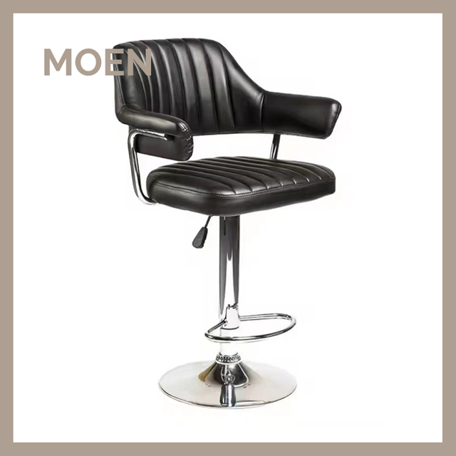 Luxury Modern Black Restaurant Leather Bar Stool Sets High and Tall Bar Chairs for Sale Barber Chair