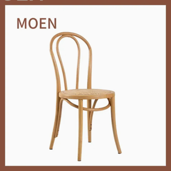 French Antique Solid Oak Wood White Cross Back Chair with Rattan Seat