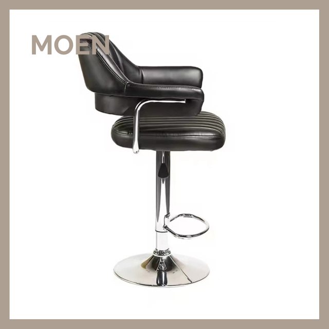 Luxury Modern Black Restaurant Leather Bar Stool Sets High and Tall Bar Chairs for Sale Barber Chair