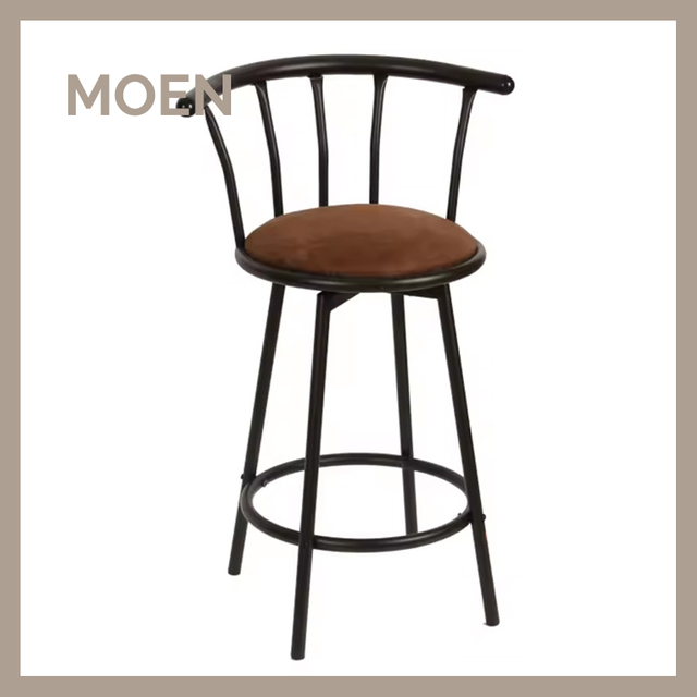 Heavy-Duty Commercial Metal Bar Stool with Back Support