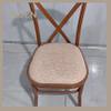 French Antique Solid Oak Wood White Cross Back Chair with Rattan Seat