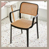 Outdoor Modern Dining Chair Home Furniture All PP Stackable Hollow Back Chair with Armrest