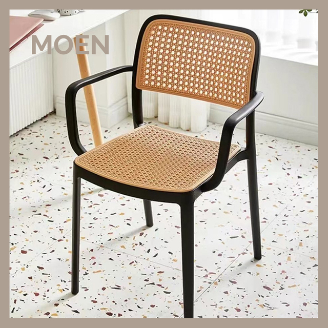 Outdoor Modern Dining Chair Home Furniture All PP Stackable Hollow Back Chair with Armrest