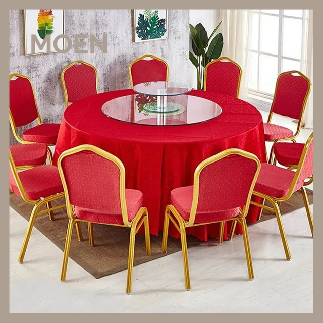 Wholesale Wedding Chairs Red Fabric Metal Legs Party Hotel Iron Dining Room Party Banquet Chair